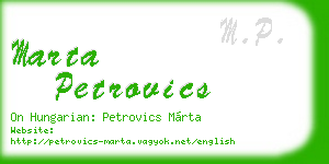 marta petrovics business card
